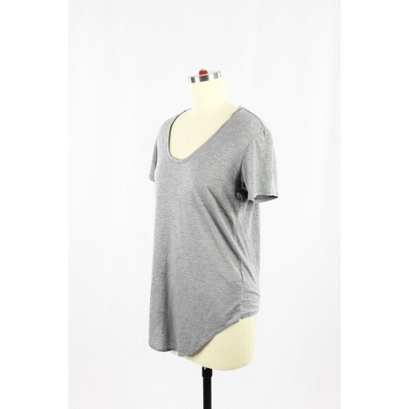 HELMUT HELMUT LANG Grey Modal Jersey Scoop Neck Scoop Hem T-Shirt, Size S - Picture 4 of 11
